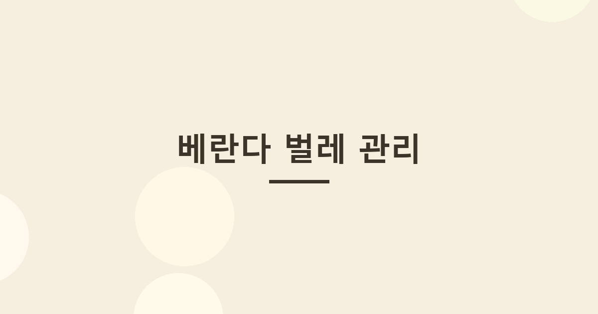 베란다 벌레 관리